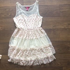 Ivory and pink floral dress. Size large