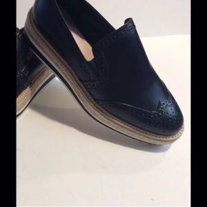 Zara Wingtip Loafers w jute heel
