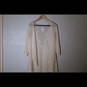 Off White Crochet Back Cardigan