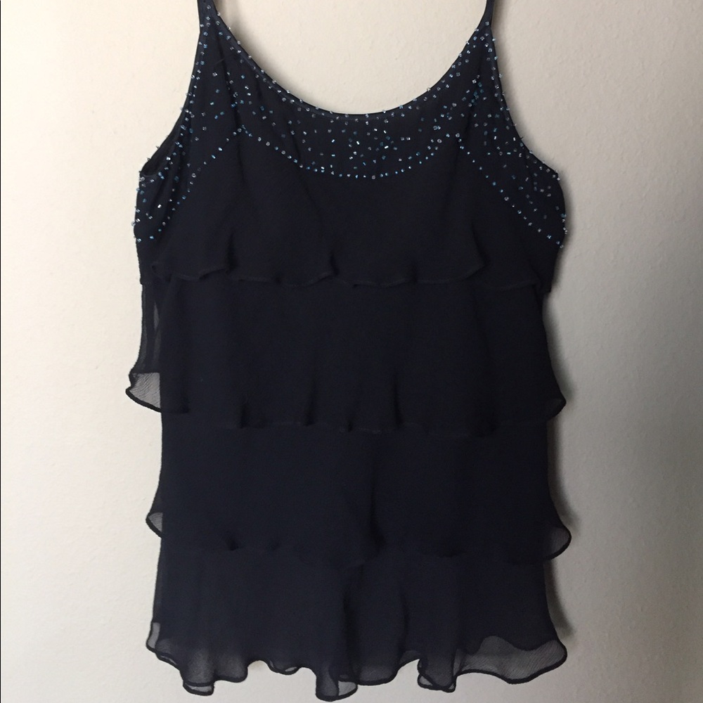 Black Tank with Beaded Detail