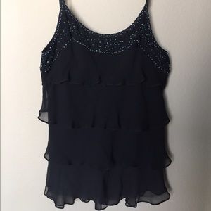 Black Tank with Beaded Detail
