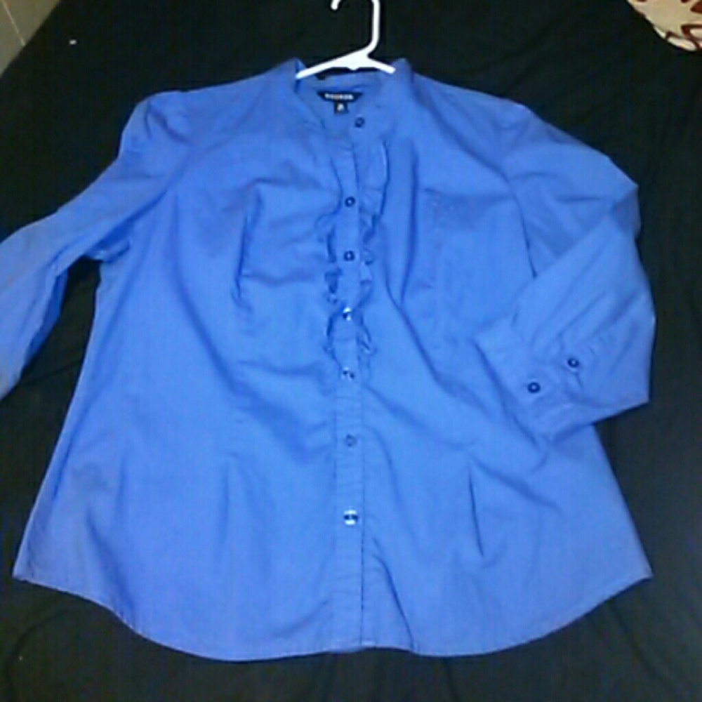 Women a button down 3/4 length sleeve blouse