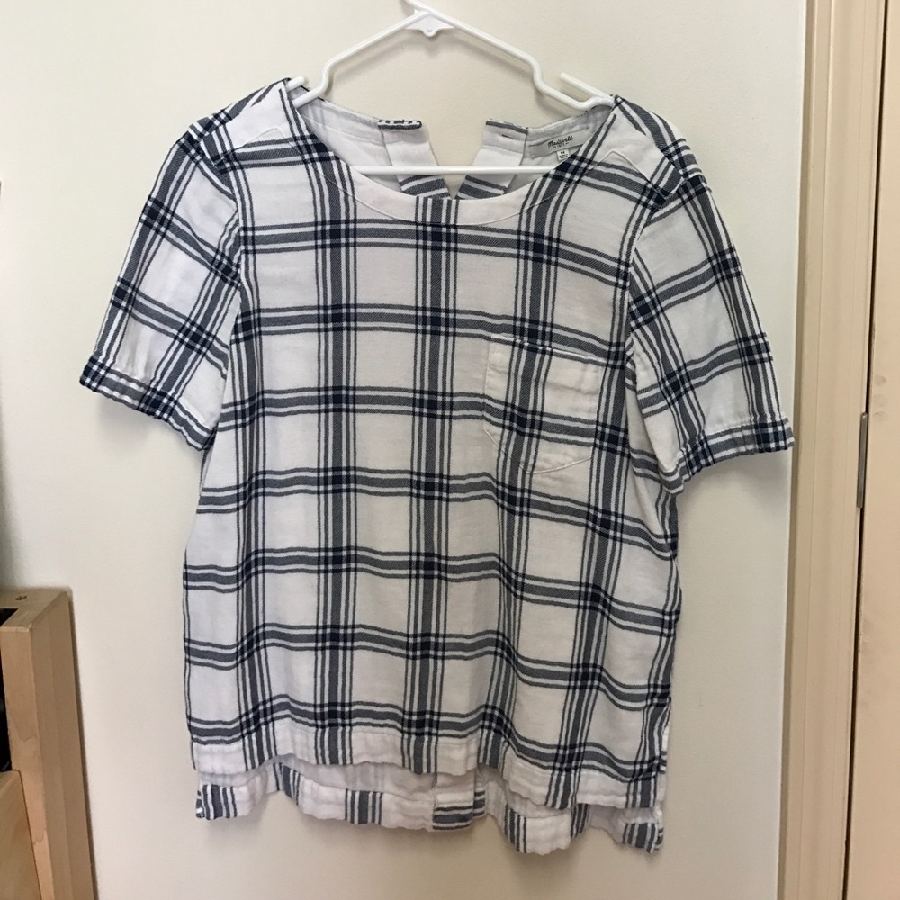 Madewell Plaid Button-back Top