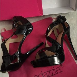 Black Patent Leather Sandals 6 inch-heels