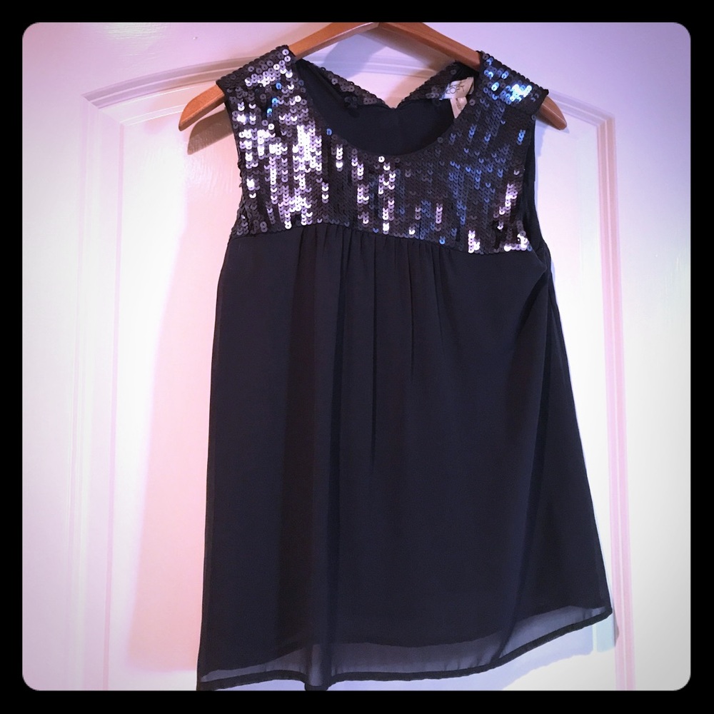 Pewter Chiffon and Sequin Top