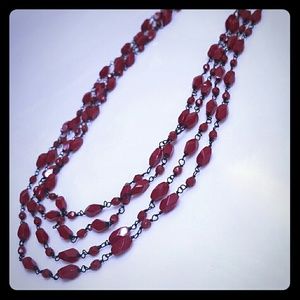 The Limited red beaded 4 strand necklace
