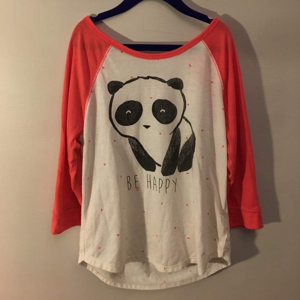 Baby panda, coral tee shirt.