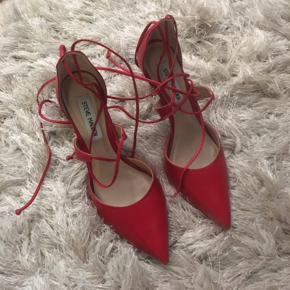 Steve Madden Shoes - Steve Madden Red Leather LaceUp Pumps