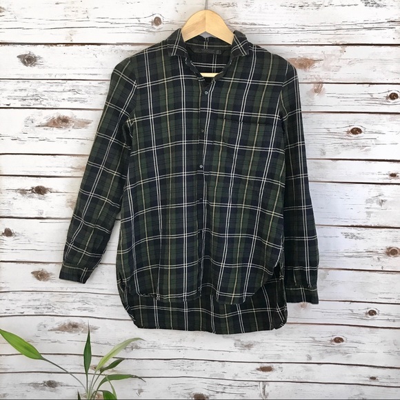 Zara Tops - Zara Blue Green Plaid Longsleeves Women's Small