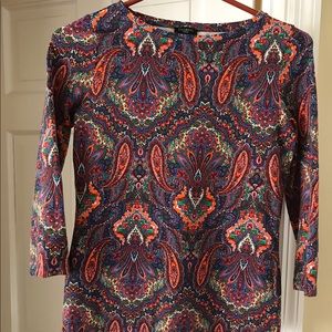 Talbot's Paisley Colorful 3/4 Length Sleeve