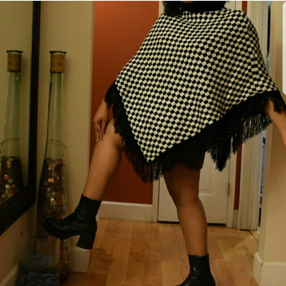 Vintage Checkered Poncho