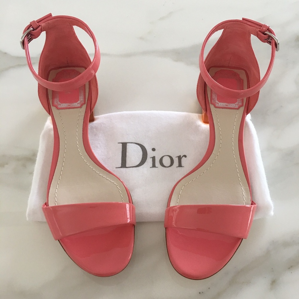 Christian Dior Pink Patent "Dior Cube" Sandals