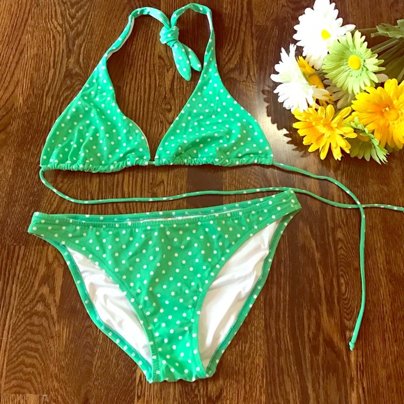 Victoria's Secret Other - Green Polka Dot Victoria's Secret Bikini, Sz L