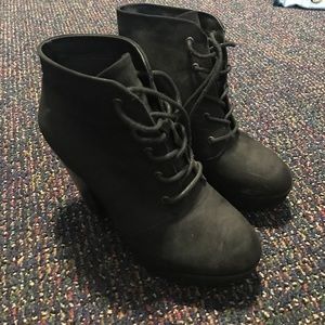 Suede Heeled Lace-Up Booties