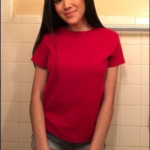 Solid cherry red top