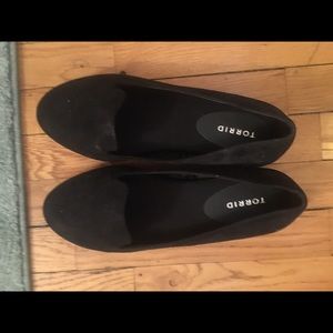 Black suede loafers