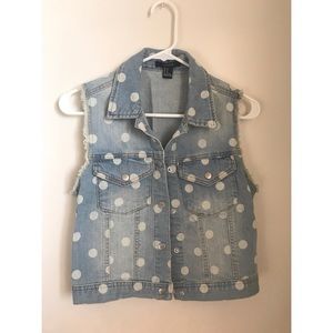 Forever21 polka dot denim vest