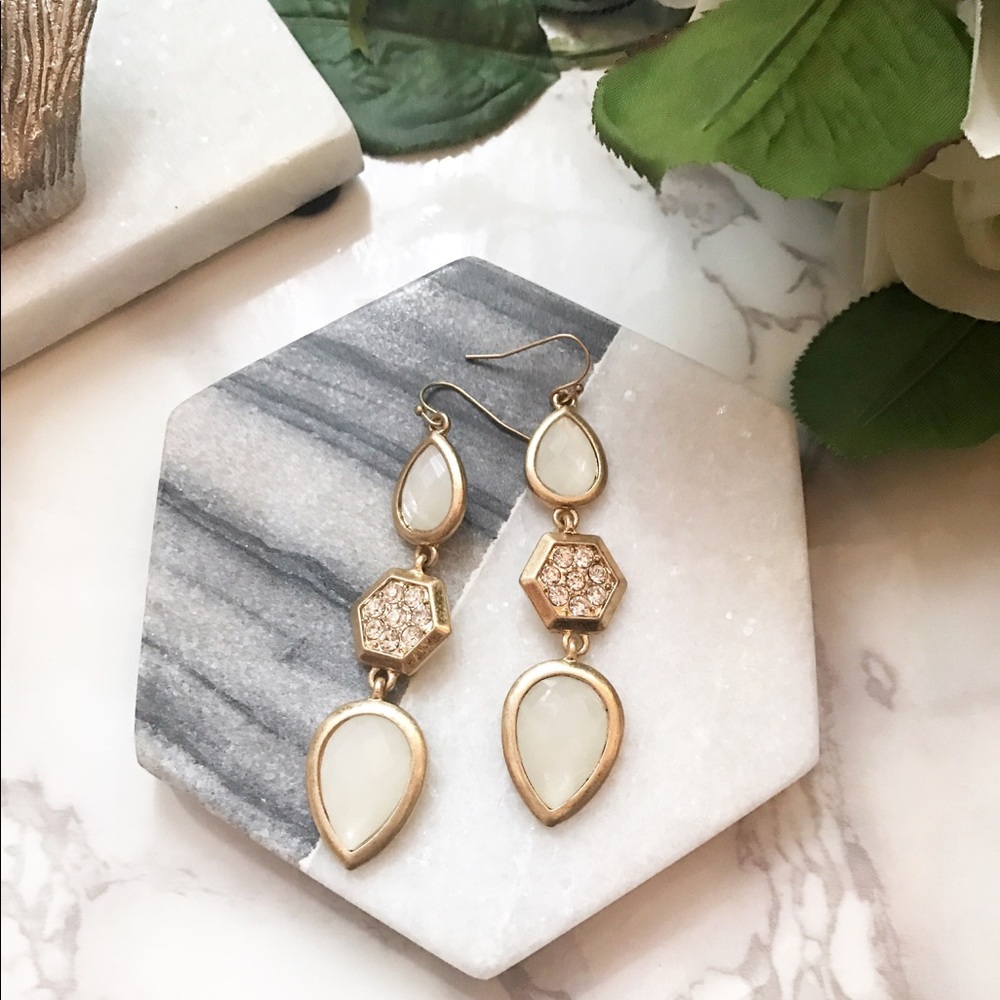 Beautiful gold long evening earrings $58