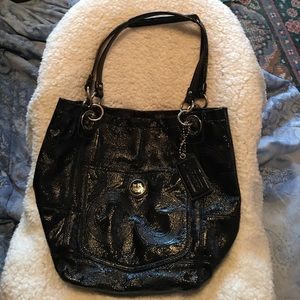 Black Patent Leather Coach Tote Bag