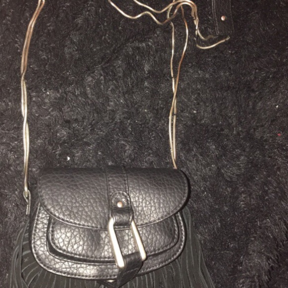 Black faux leather cross body