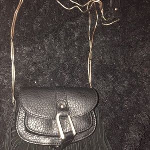 Black faux leather cross body