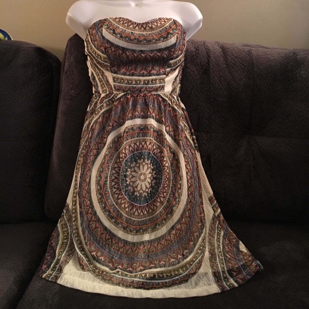 Strapless Tribal Pattern Dress
