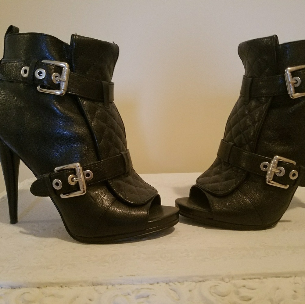 Peep toe booties