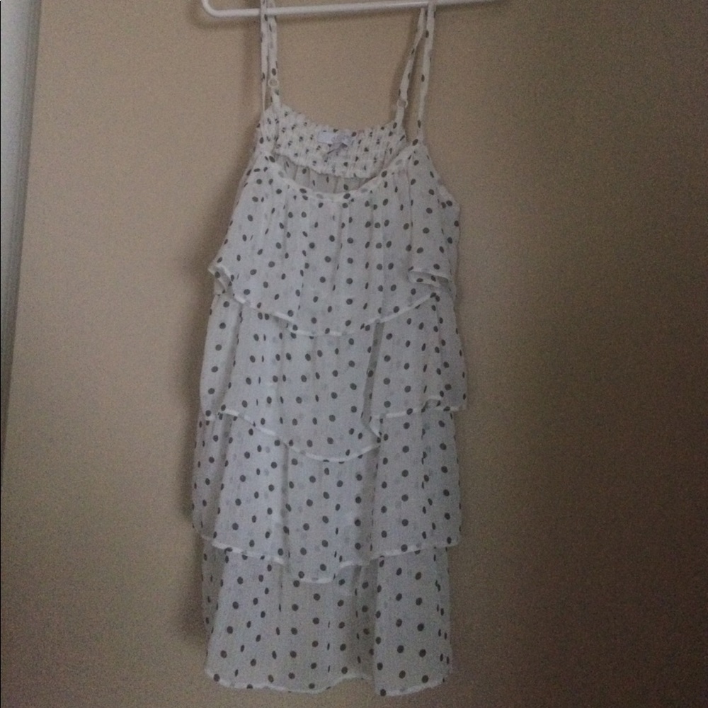 Black and white polka dot chiffon tank top