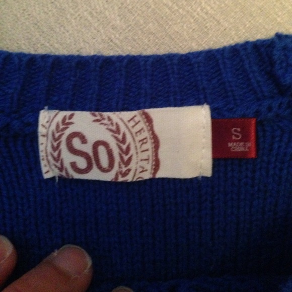 SO royal blue sweater size small - Picture 2 of 2