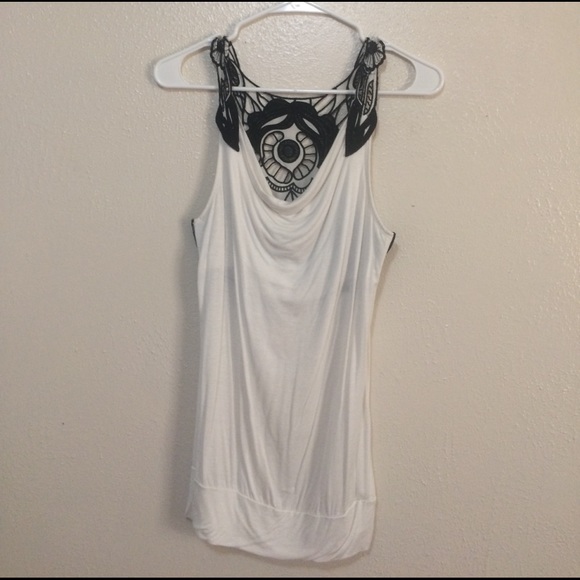 White Sleeveless Top with back detail - Picture 2 of 2