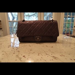 Metallic Grey Chanel Easy Flap