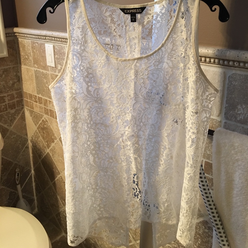 Express open back lace top