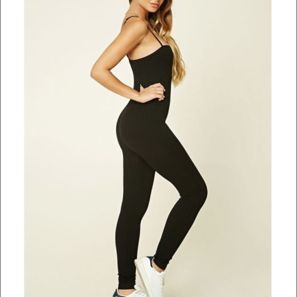 F21 Black knit jumpsuit