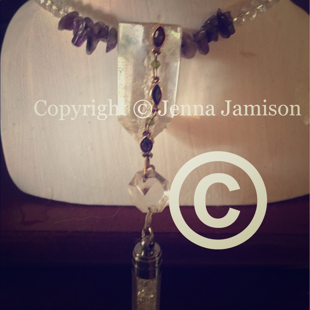Raw Crystal Quartz and Amethyst Choker necklace