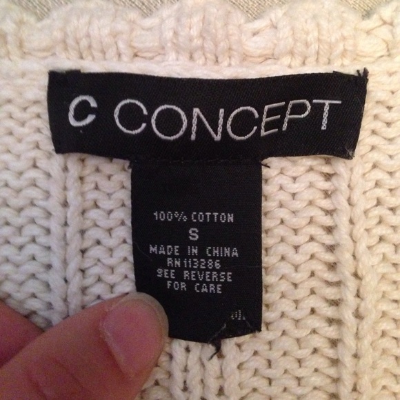 C Concept ivory knit sweater size small - Picture 2 of 2