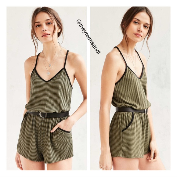 Urban Outfitters Ribbed Knit Racerback Romper - Picture 2 of 3