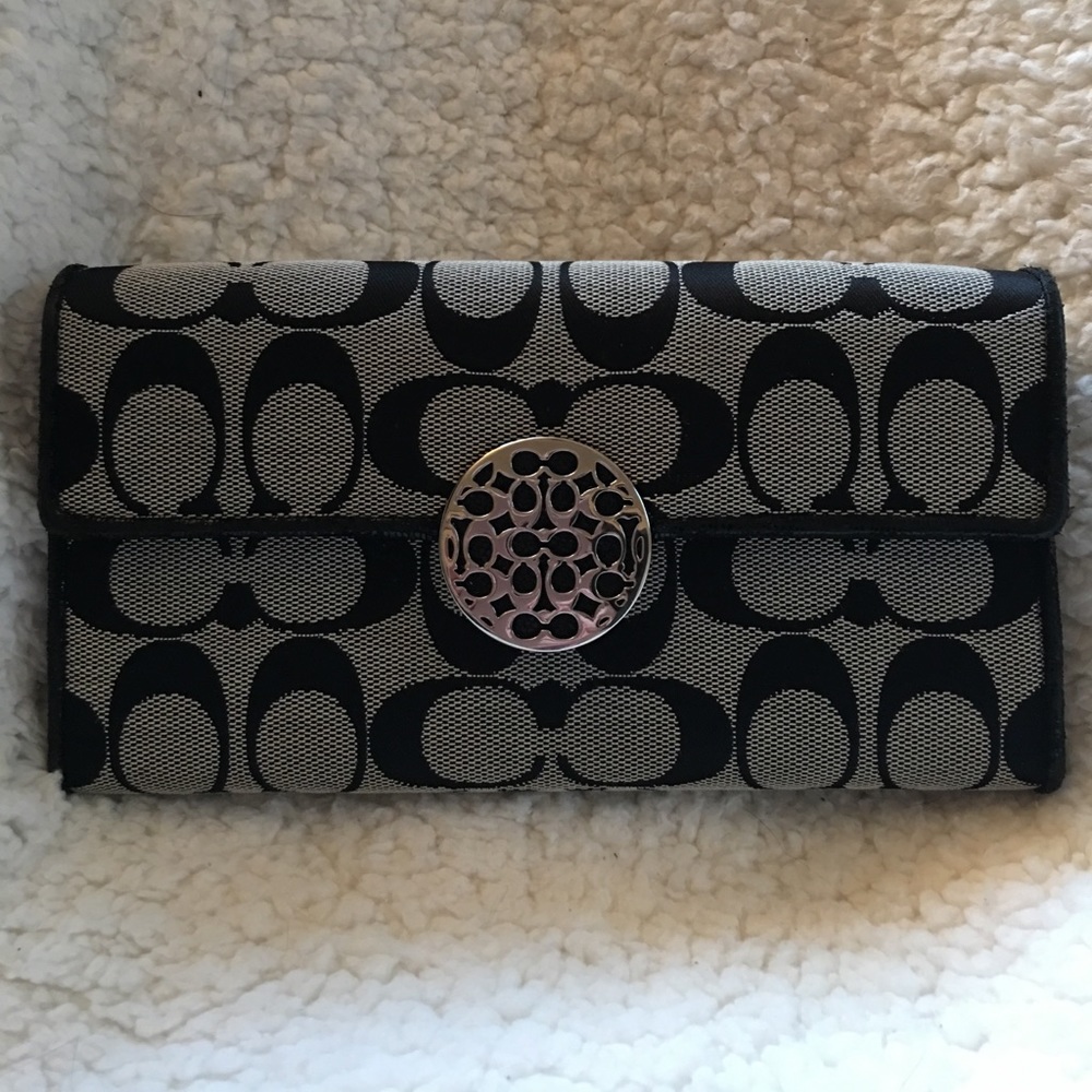 Alexandra Black and White Coach Envelope Wallet