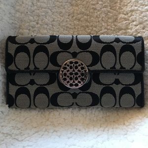 Alexandra Black and White Coach Envelope Wallet