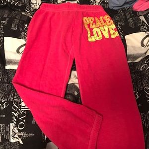PINK sweatpants XS. Writing on butt