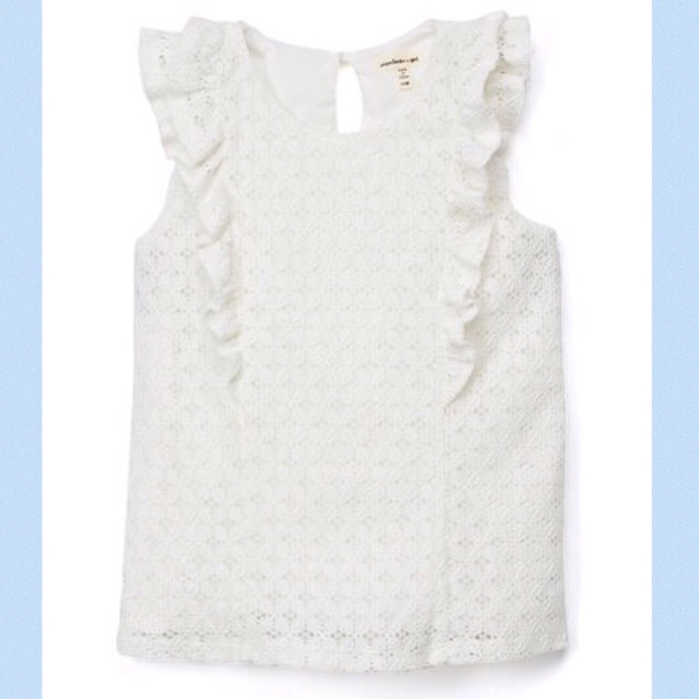 Monteau white eyelet lace, ruffle top!