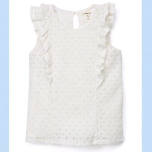 Monteau white eyelet lace, ruffle top!