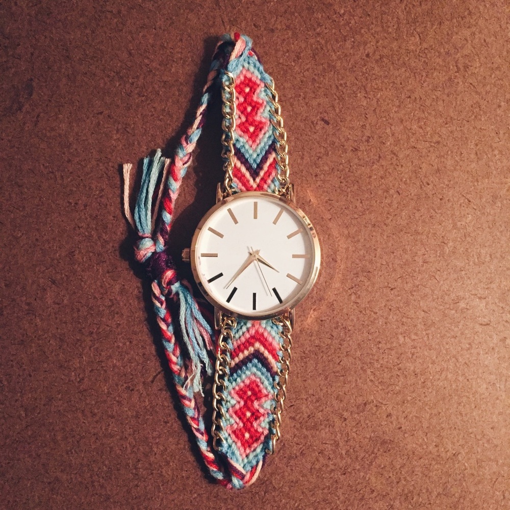 Claire's Gold Chain and Woven Bracelet Watch
