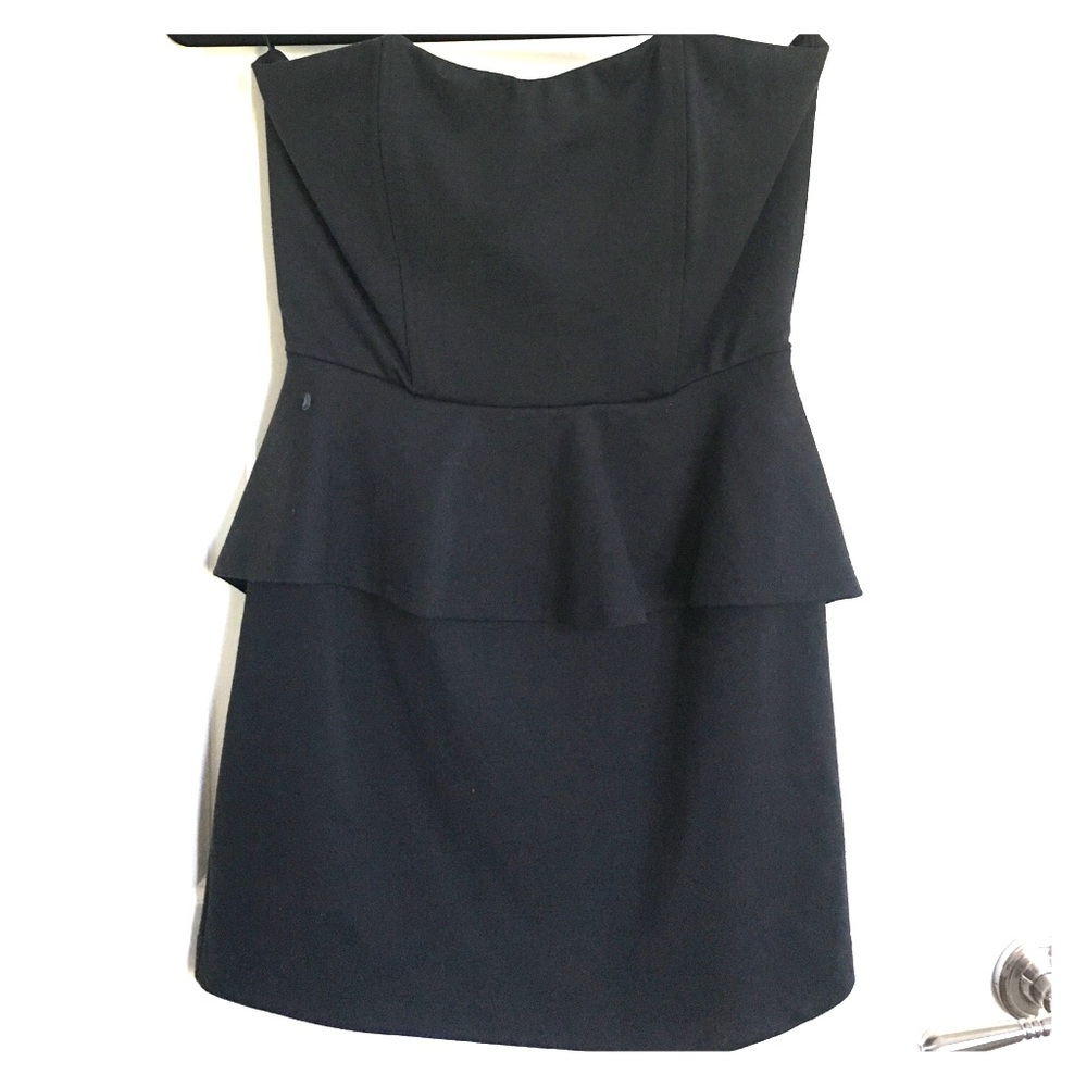 Black strapless peplum dress