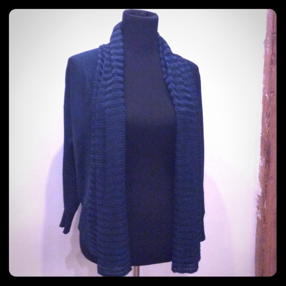 Mlh Navy Draped Open Front Cardigan Sweater