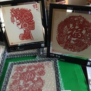 Chinese paper-cut decoration glass frame