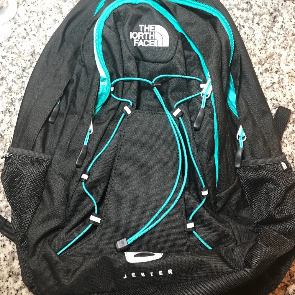 The North Face Jester Black Backpack with accents