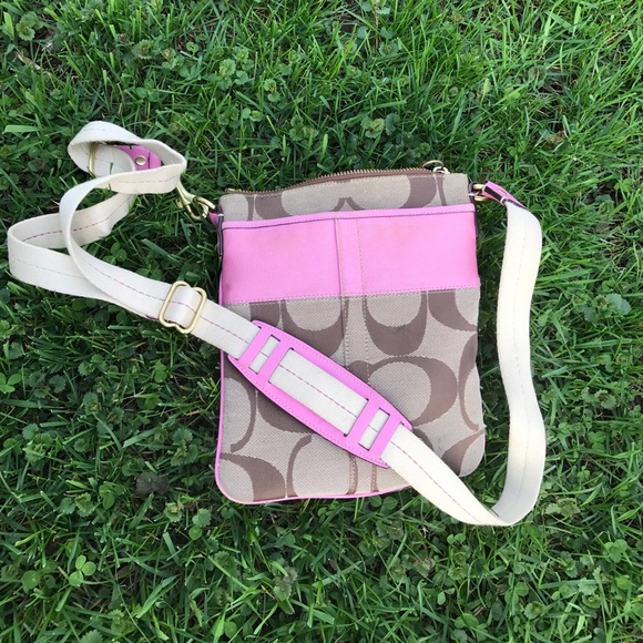 Pink and tan Coach bag - Picture 2 of 7