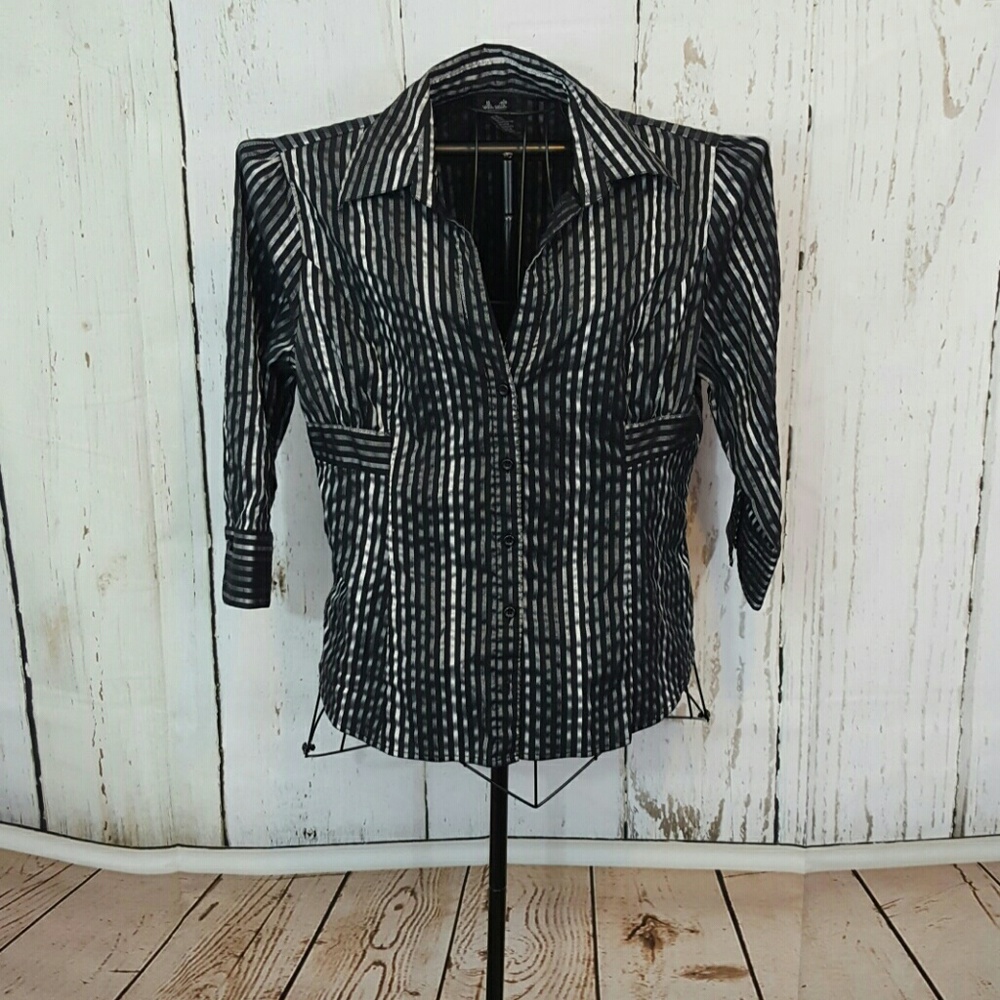 Willi Smith Top, Silver & Black, Size XL