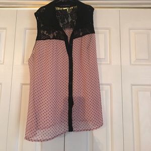 Sheer pink and black blouse