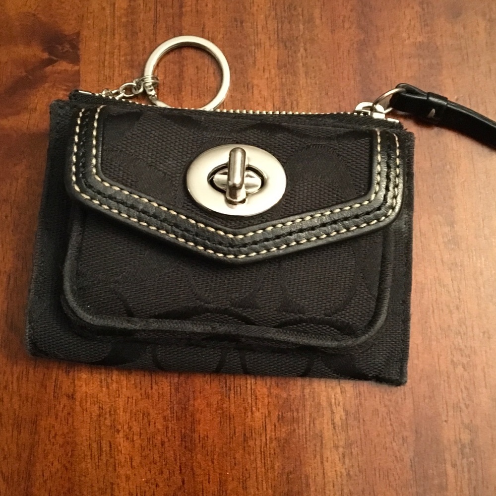 Coach mini wallet with key chain.